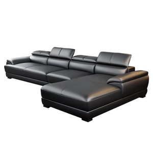 Divano in Pelle di Vacchetta Stile Nordico, Modulare per Soggiorno con Struttura in Legno Massello per Progetti Commerciali - Product Image 5