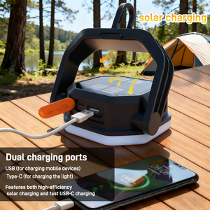 Lampe de camping portable à énergie solaire, suspendue, rechargeable, LED intelligente avec indice de protection IP65, certifiée RoHS, à intensité variable - Product Image 3