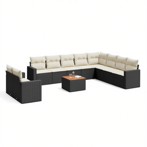 Modular Black PE Rattan Garden <b>Sofa</b> <b>Set</b> High-Density Foam Cushions Outdoor Furniture Elegant Design - Product Image 1