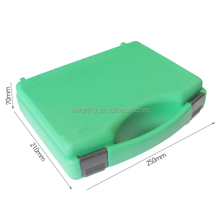 250 x 210 x 70 mm fabrikpreis direkt grüne farbe kleine mini-größe hartes pp-material kunststoff koffer werkzeug koffer box mit individuellem schaum