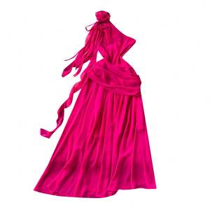 Vestido Midi Plisado Transpirable de Verano con Hombro Descubierto Asimétrico y Encaje 3D para Mujer - Product Image 5