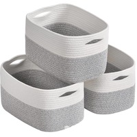 Corde de coton pliable écologique tissé Rectangle panier Style moderne pépinière décor à la maison multi-fonctionnel économiser de l'espace Bin