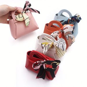 Small Candy Bag PU Leather Bag <b>Mini</b> Beautiful Candy Bag with Bowknot Decor Handmade Festive Faux Leather Gift Box for Wedding - Product Image 1