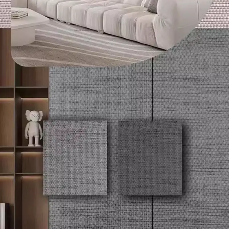 Bamboo Carbon Fiber Wood Veneer Stripes Pattern Decorative Wall Panel For Administration With Metal Film