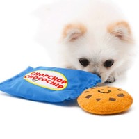 Jouet à mâcher en peluche en forme de biscuit, sonore, qui couine pour chiot, jeu interactif pour animaux de compagnie