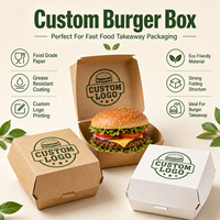 Caja de Embalaje para Hamburguesas, Estructura de Concha, Cartón Blanco Resistente a la Grasa, Paquete para Hamburguesas de Comida Rápida, Tamaño Personalizado, Suministro para Hamburgueserías