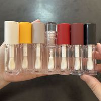 ISMAN Tubes de brillant à lèvres ronds entièrement transparents avec grand applicateur, en PET, vides, pour liquides et teintes à lèvres, avec applicateur « Doe Foot » de 6 ml
