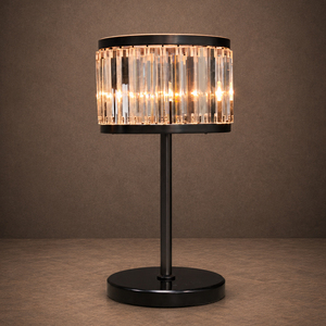 Lámpara de mesa de cristal de lujo, base redonda negra estable, para decoración de dormitorio y mesita de noche. - Product Image 2