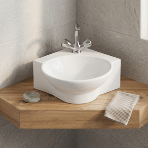 Lavabo de salle de bain en céramique blanc rond à poser sur comptoir, design moderne, populaire, pour hôpitaux et villas - Product Image 2