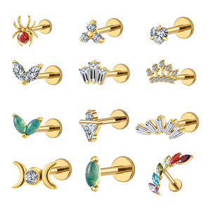 ライトグランドASTF136チタン16Gダブルマーキスモスアゲート軟骨フラットバックラブレットイヤリングトラガスらせんスタッドノーズピアス - Product Image 4