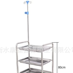รถเข็นสแตนเลสสำหรับใส่ของเหลวทางหลอดเลือด, ถาดสี่เหลี่ยมสแตนเลส, ถาดยกได้, รถเข็นอุปกรณ์การแพทย์เคลื่อนที่ - Product Image 3