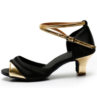 Chaussures de danse latine en cuir or/noir/argent élégantes et bon marché, chaussures de salsa pour femmes