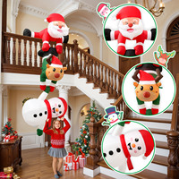 Décoration de jardin de Noël LED de 8 pieds, Père Noël tirant un renne, bonhomme de neige, accessoires gonflables en polyester, ornement de Noël