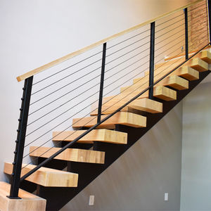 Merci di qualità CN scale in legno pedane vetro temperato Guardrail 42 cavo ringhiera interna a trave diritta scala di composto Residenc - Product Image 2