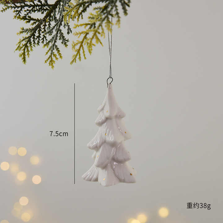 Mini Santa Snowman Ceramic Christmas Ornament White Ceramic House Decor for Home Atmosphere Party Decorations Hanging Feature