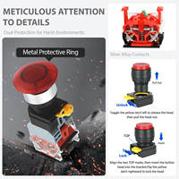 LA36A-MD 22MM Interruptor de botón pulsador tipo hongo iluminado rojo 12V AC/DC 24V 1NO1NC Control de arranque/parada 10A IP40 LED YIJIA Plástico 3A