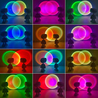Lámpara Proyector de Atardecer Recargable con Forma de Mini Robot, Luz Nocturna LED Giratoria con Efecto Arcoíris para Decoración de Cumpleaños, Fotografía y Fiestas