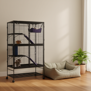 Cage à roulettes Vevor Metal 4 niveaux 64,6 pouces avec plateau et rampes pour petits animaux - Product Image 2