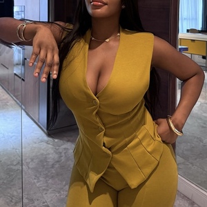 Women's Fall New Arrivals Fashionable <b>Sexy</b> Waist-Defining Slim-Fit Vest Long Pants Casual African 2-Piece <b>Set</b> Fashion - Product Image 6