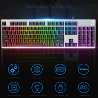Clavier rond HP K500Y 104 touches USB rétroéclairage arc-en-ciel étanche panneau métallique clavier de jeu