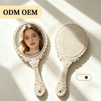 Miroir portable rétro créatif de princesse, personnalisable, avec poignée décorative pour le maquillage