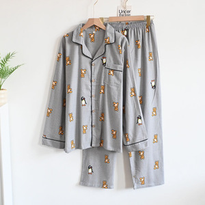 Pigiama Autunnale Confortevole con Colletto Rovesciato, Maniche Lunghe e Pantaloni, Set Pigiama da Casa per Uomo Taglie Forti - Product Image 4