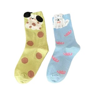<b>Cute</b> Cartoon Crew <b>Socks</b> Women's Mid-Calf Breathable Cotton Anime Style Blue Milky White Gray Khaki Green Youth Fashion <b>Socks</b> - Product Image 4