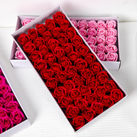 Boîte de 50 roses éternelles artificielles en savon, têtes de fleurs parfumées pour mariage, fête, décoration florale artificielle