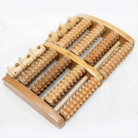 Masseur de points pressuriles pour les pieds et les mains, en bois, à six rangées, de type rouleau, avec motif gravé, pour usage domestique