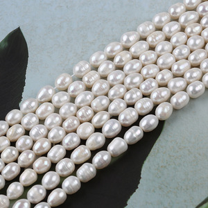 Promoción de Perlas de Arroz Blancas Cultivadas en Agua Dulce Naturales de 8-9 mm, Hilo Disperso Rosa para Hacer Collares y Pulseras, Material ABS, Zhuji - Product Image 4