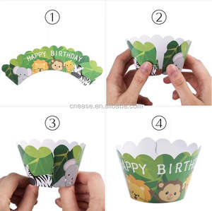 WB016 Décorations de cupcakes et emballages à thème animaux de la <span class=keywords><strong>jungle</strong></span> pour la décoration de fête d'enfants - Product Image 2