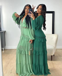 <span class=keywords><strong>H</strong></span>-2574 2025 <span class=keywords><strong>Vestido</strong></span> <span class=keywords><strong>Largo</strong></span> Elegante de Fiesta para Mujer, Primavera-Verano, con Cuello en V y Manga Larga, con Costuras Elegantes - Product Image 6