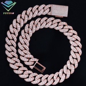 สร้อยคอแบบ Cuban Link ชุบทอง S925 ประดับเพชร Moissanite ระดับ VVS ขนาด 20 มม. 22 มม. สไตล์ฮิปฮอป ขายดี - Product Image 1