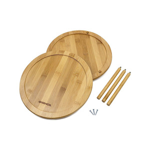 Bamboo Rotating Storage Rack Two Tier <b>Kitchen</b> Condiment Organizer Pine Material Minimalist Style - Product Image 4