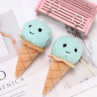EN STOCK Porte-clés en peluche crème glacée Kawaii de 12 cm, petit porte-clés en peluche crème glacée doux
