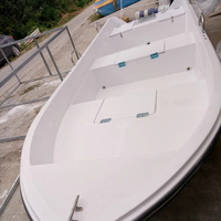 ZM Nouveau Bateau de Pêche Sportive en Fibre de Verre à Double Pont de 4,5 Mètres avec Gilets de Sauvetage, Compartiment pour Appâts Vivants, Bateau d'Aquaculture, Usine