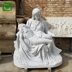Outdoor-Dekoration Hand geschnitzte berühmte lebensgroße weiße Marmor Pieta Statue