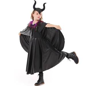 Disfraz de Bruja Negra HP para Niñas, Capa de Halloween para Cosplay de TV y Películas, Vestido de Fiesta de Disfraces con Cuernos de Poliéster - Product Image 3