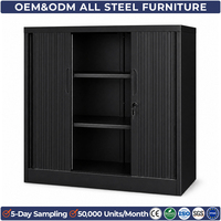 Armoire de classement en acier à hauteur réduite, verrouillable, avec 2 étagères réglables, pour bureau et garage