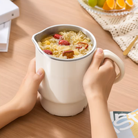 Mini-casserole électrique portable 1L avec fonction économie d'énergie pour la maison, l'hôtel, le dortoir, la voiture et l'extérieur, en acier inoxydable
