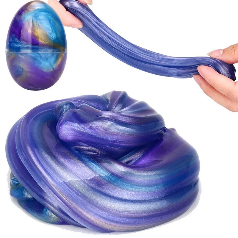 Galaxy Fluffy Slime Colorful Easter Egg Slime Stress Relief Sludge Toys Gifts for Kids Easter Basket Stuffers