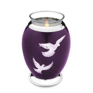 Azul y de vela de plata de cremación urna con hojas banda para niño Funeral Memorial para mascotas o cenizas humanas candelita urna - Product Image 5