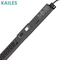KAILES 32A RS485 24 Prises à points antidérapants (20c13+4c19) Montage vertical en tôle noire Unité de distribution d'alimentation industrielle PDU