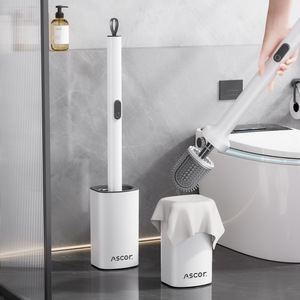 Ascor Toilet Brush With Base Long Handle Silicone Cleaning For Squat Toilets Eco Friendly - Product Image 5