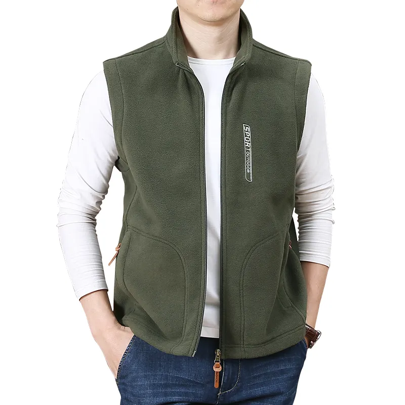 Mens chaleco gilets bodywarmer yelek tam Zip Polar Polar ısı yelek