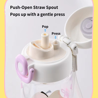 Bouteille d'eau Tritan Écologique et Saine avec Paille Pop-Up à Touche Unique, Anti-fuite, Portable avec Sangle, Idéale pour les Voyages en Extérieur, Personnalisable