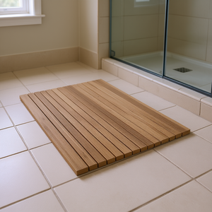 Tapis de douche en bois antidérapant rectangulaire 31 x 20 pour salle de bain - Product Image 2