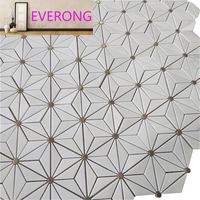 Style américain Triangle Hexagone Dolomite Laiton Blanc Marbre Mosaïque Carreaux de sol et mur