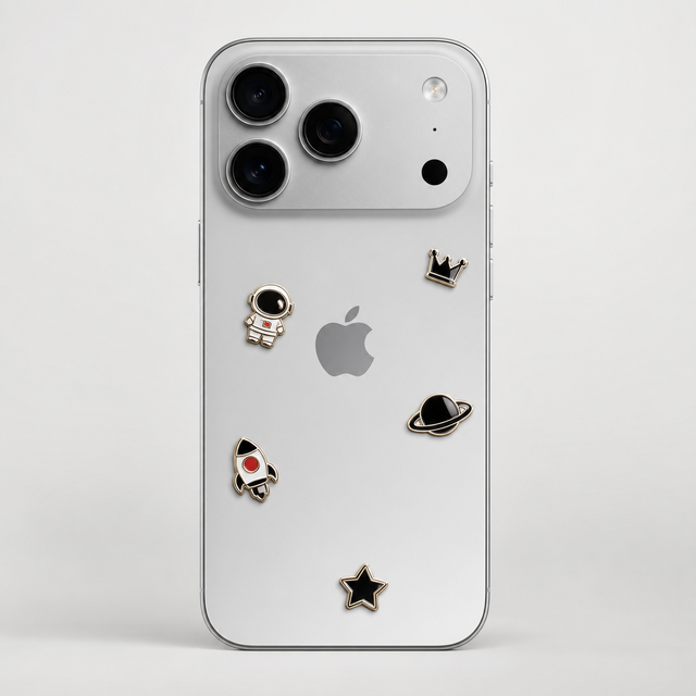 Factory Price Customized Metal Phone Sticker Small Enamel Pins For Case Decoration Cute Space Astronaut Planet 3D Metal Decal