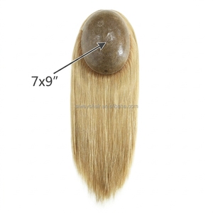 ท็อปเปอร์ผมแท้ PU แบบถักทนทานขนาด 16 นิ้ว ทำด้วยมือ สีบลอนด์ธรรมชาติ ผมจีนคุณภาพเรมี่ สำหรับผู้หญิง - Product Image 4